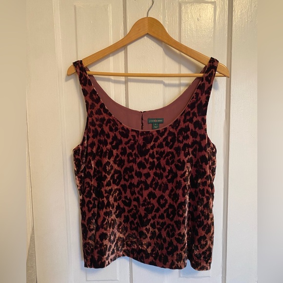 J. Crew Tops - J Crew Burgundy Leopard Velvet Tank Top